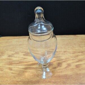 Clear Glass Apothecary Jar with Lid 8 1/4" Tall Candy Trinkets Display!!!
